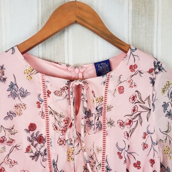 Disney Beauty and the Beast Mini Dress Pink Floral Size Extra Small - Picture 3 of 12